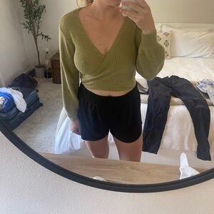 Green wrap sweater